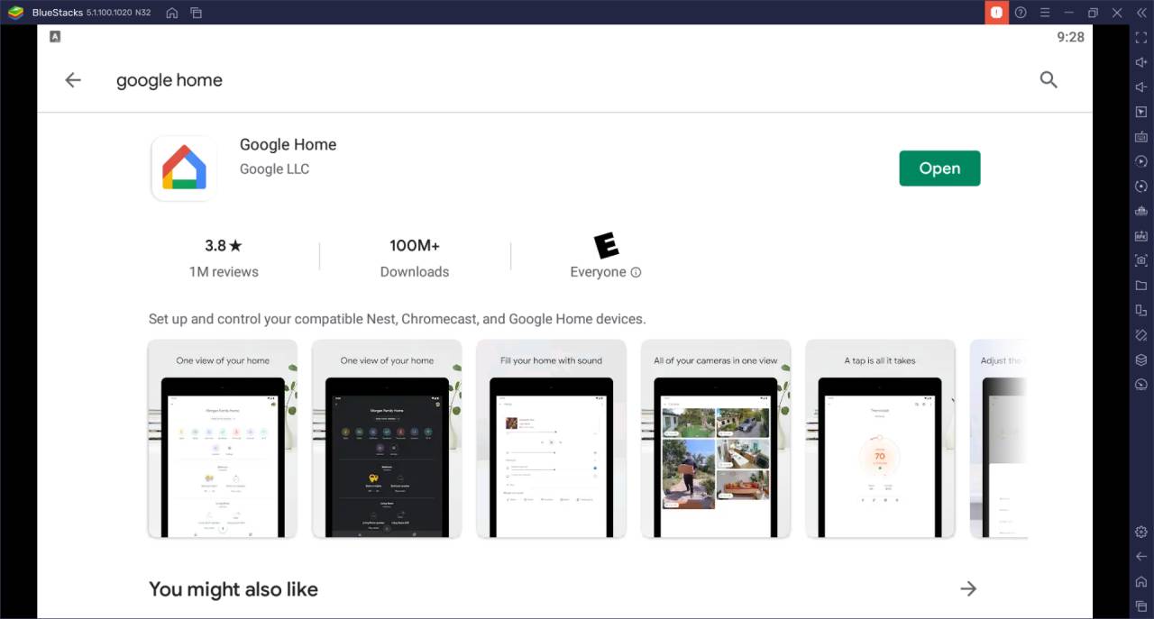Google Home app open after installed